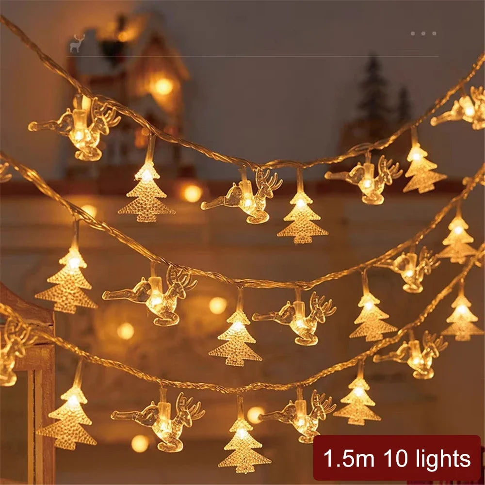 2024 Xmas LED String Lights Outdoor Star Chain Lights Garland Lights Bulb Fairy Lights Party Home Wedding Garden Christmas Decor