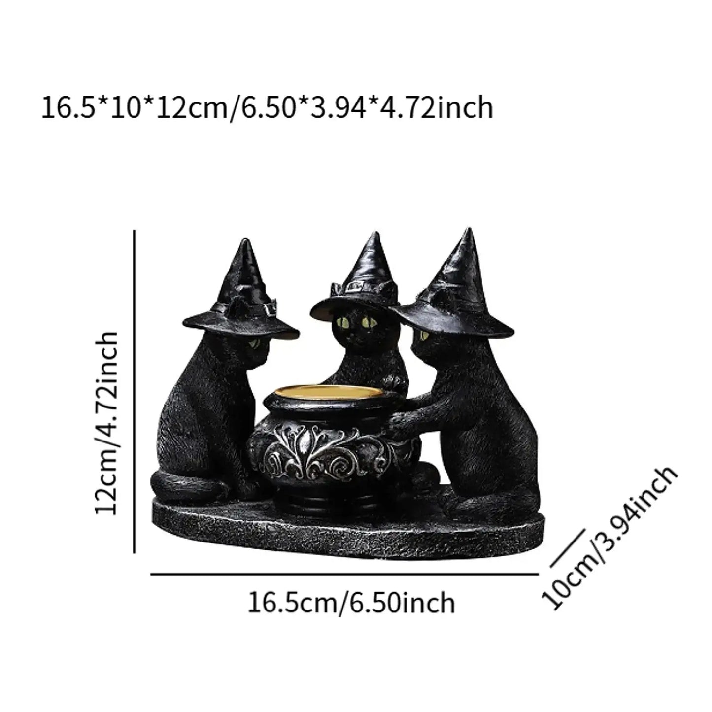 Halloween Candlestick Black Cat Tealight Candle Holder Gothic Figurine for Dining Table Living Room Festival Mantel Housewarming