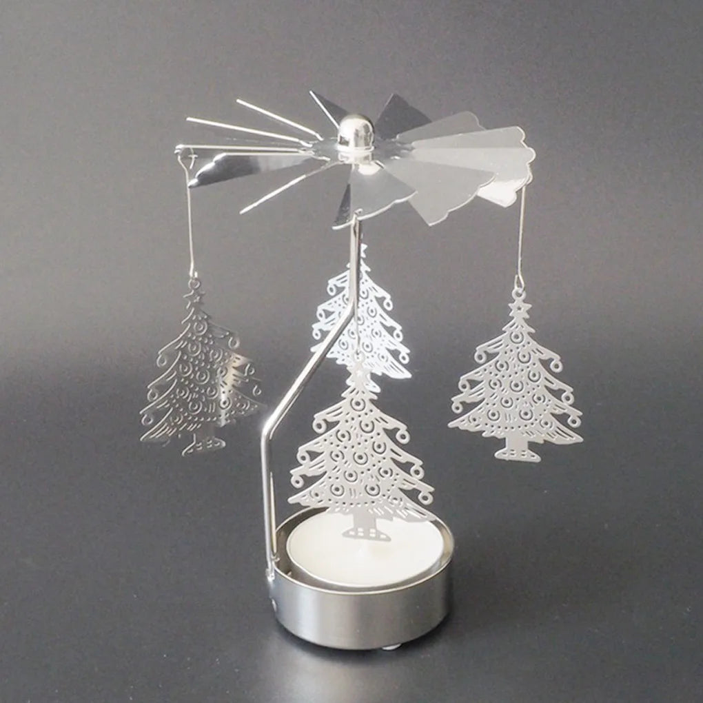 Candlesticks Rotating Romantic Rotation Spinning Carrousel Tea Light Candle Holder Christmas Home Party Wedding Angel