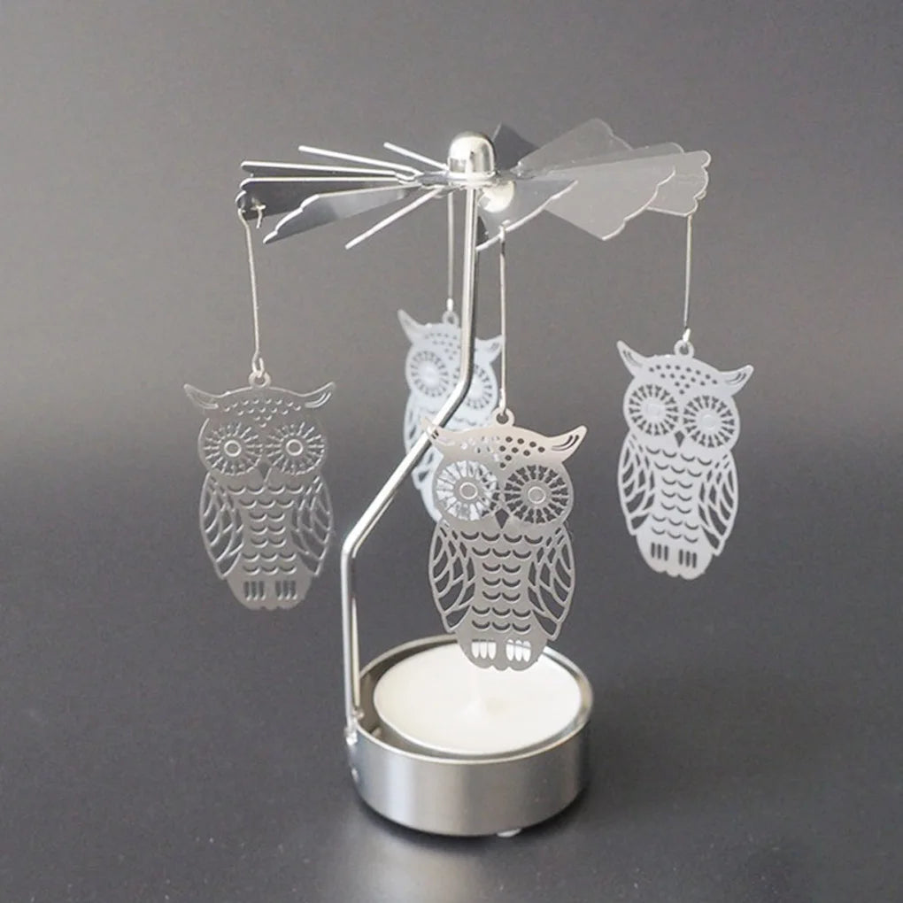 Candlesticks Rotating Romantic Rotation Spinning Carrousel Tea Light Candle Holder Christmas Home Party Wedding Angel