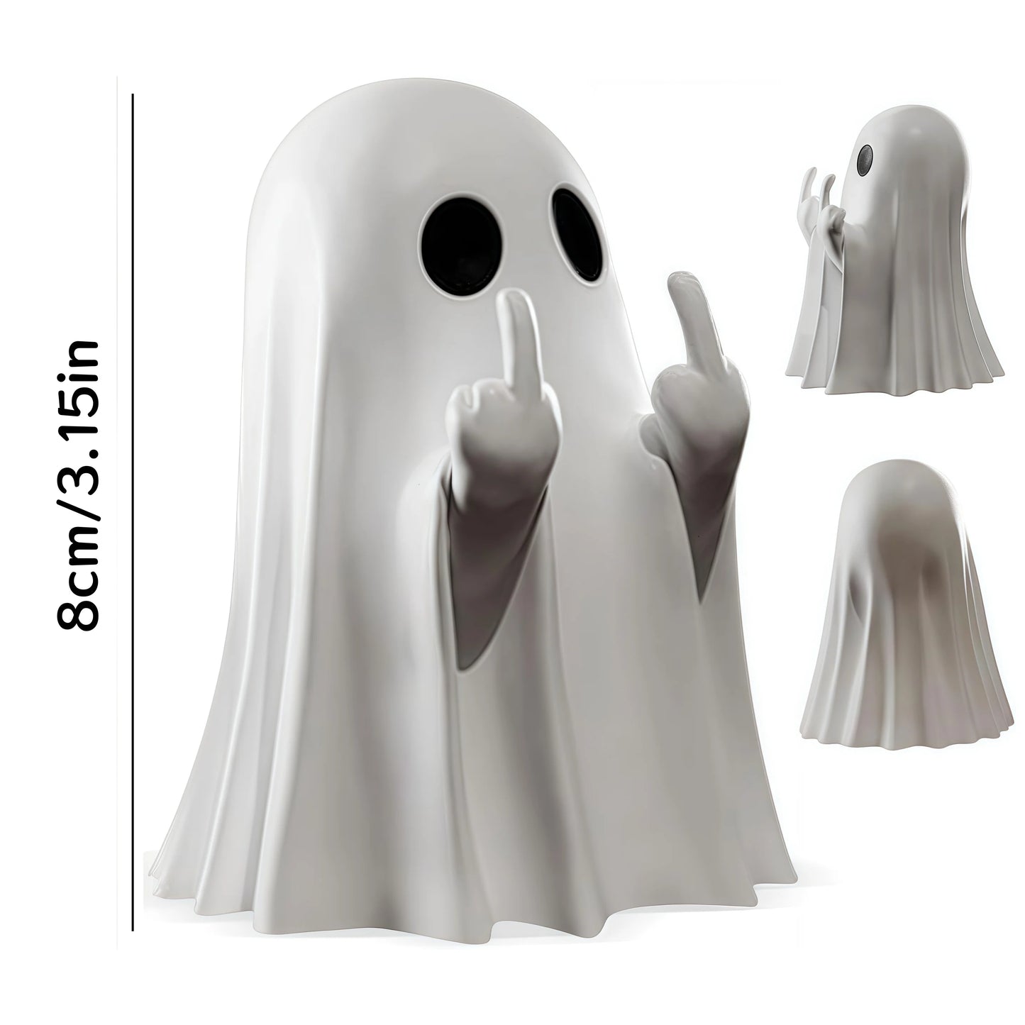 Middle Finger Cute Ghost Statue, Halloween Home Decorations