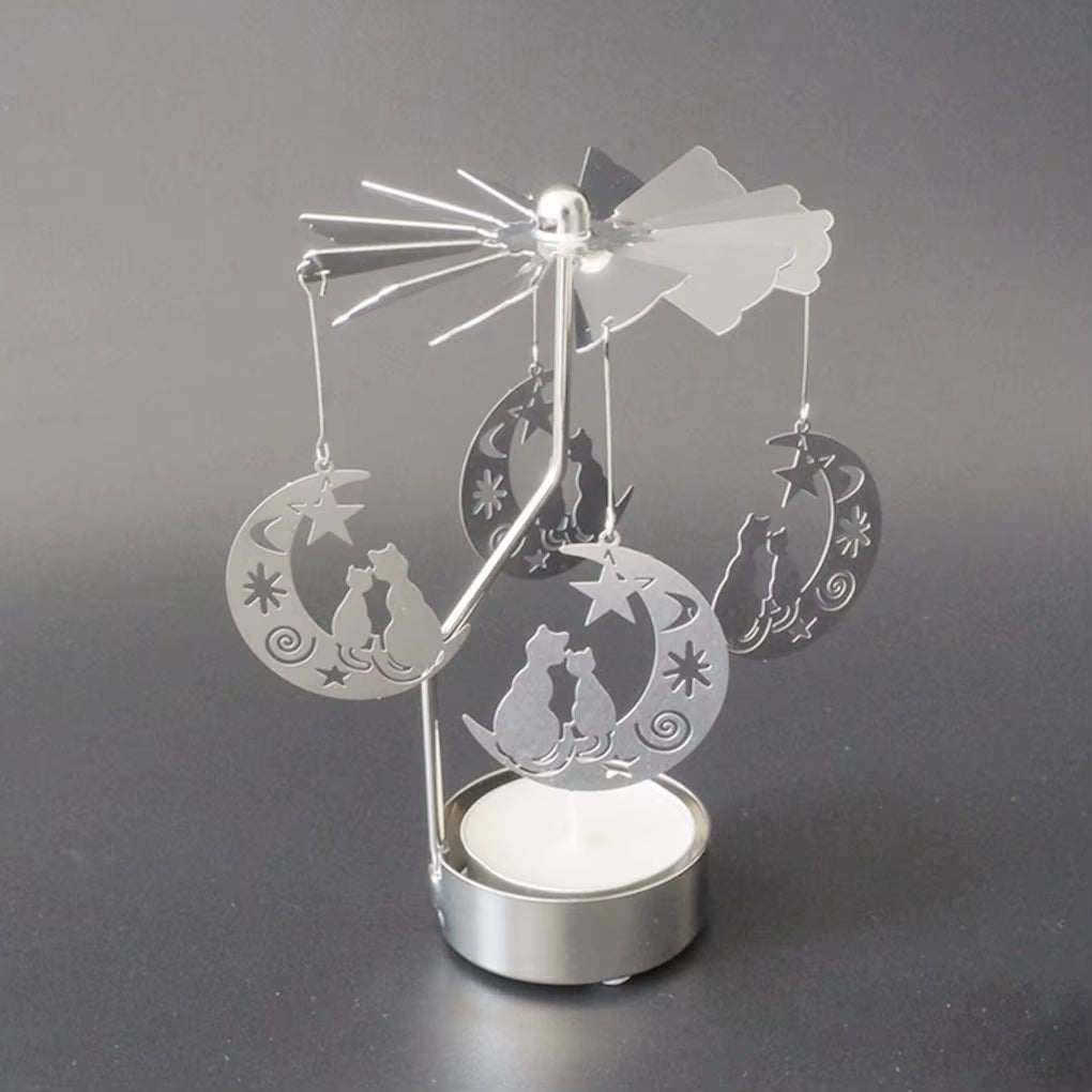 Candlesticks Rotating Romantic Rotation Spinning Carrousel Tea Light Candle Holder Christmas Home Party Wedding Angel