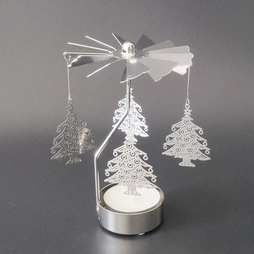 Candlesticks Rotating Romantic Rotation Spinning Carrousel Tea Light Candle Holder Christmas Home Party Wedding Angel