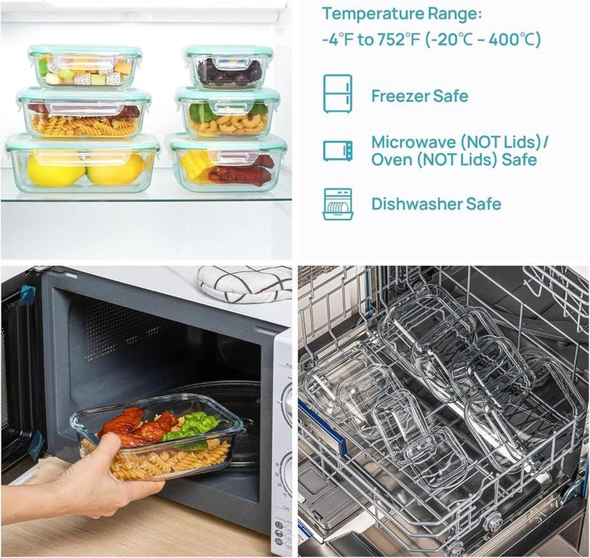 AISOON 50/40/24 PCS Glass & Plastic Food Storage Containers with Lids, Airtight, Leakproof, Bpa-Free, Stackable Meal Prep Containers – Microwave, Freezer, Dishwasher & Oven Safe Kitchen Organization Utensils