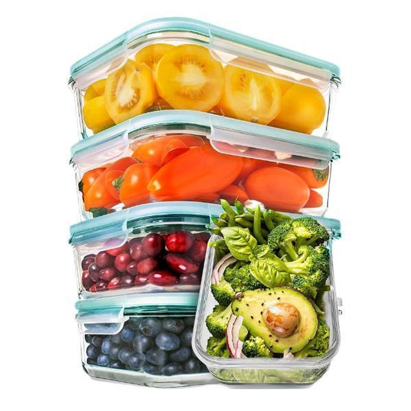 AISOON 50/40/24 PCS Glass & Plastic Food Storage Containers with Lids, Airtight, Leakproof, Bpa-Free, Stackable Meal Prep Containers – Microwave, Freezer, Dishwasher & Oven Safe Kitchen Organization Utensils
