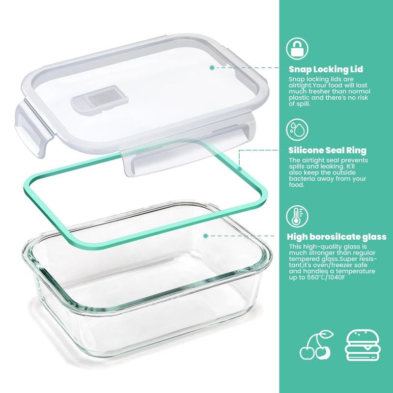 AISOON 50/40/24 PCS Glass & Plastic Food Storage Containers with Lids, Airtight, Leakproof, Bpa-Free, Stackable Meal Prep Containers – Microwave, Freezer, Dishwasher & Oven Safe Kitchen Organization Utensils