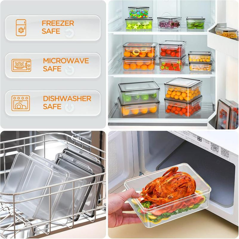 AISOON 50/40/24 PCS Glass & Plastic Food Storage Containers with Lids, Airtight, Leakproof, Bpa-Free, Stackable Meal Prep Containers – Microwave, Freezer, Dishwasher & Oven Safe Kitchen Organization Utensils