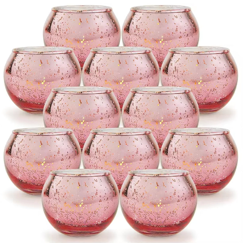 6/12 Pcs Mercury Glass Candle Holders Votive Tealight Candlestick Wedding Centerpieces Parties Home Decoration Gift