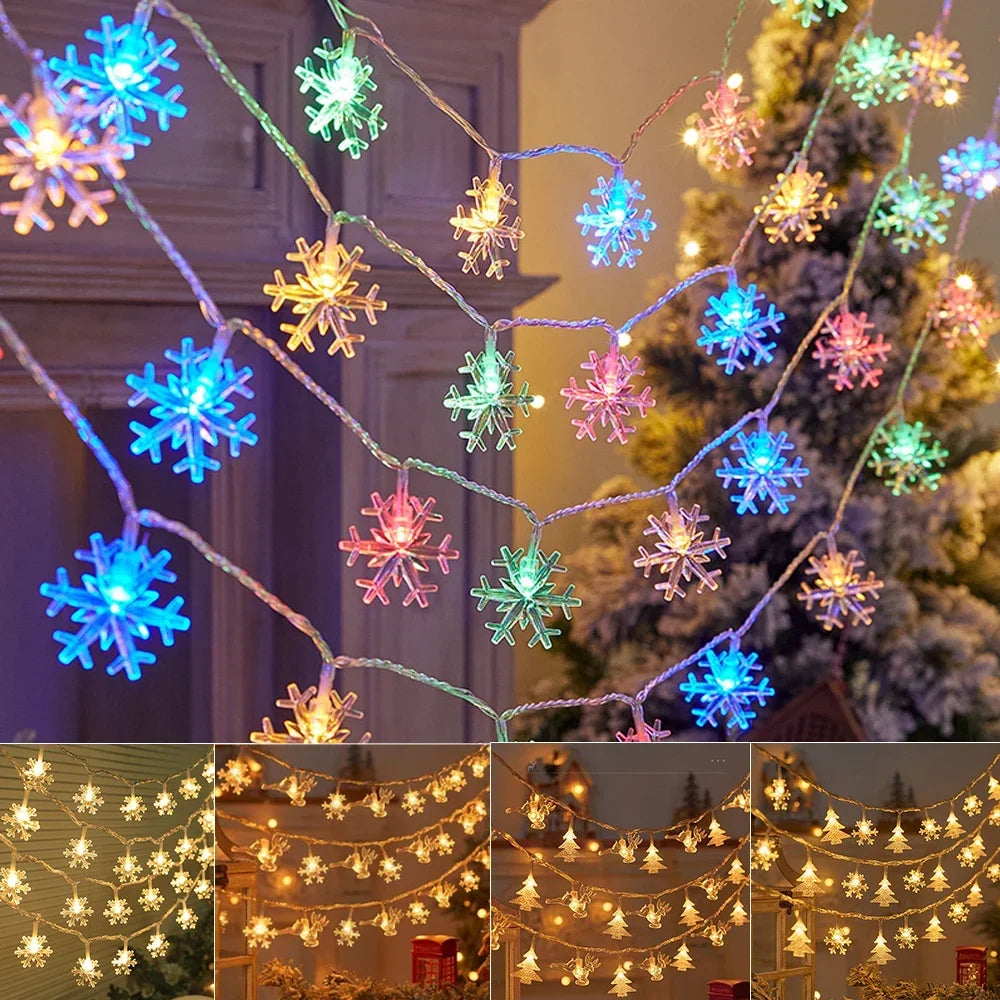 2024 Xmas LED String Lights Outdoor Star Chain Lights Garland Lights Bulb Fairy Lights Party Home Wedding Garden Christmas Decor