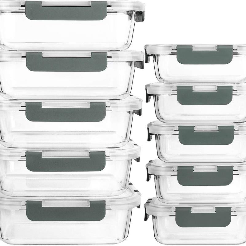 AISOON 50/40/24 PCS Glass & Plastic Food Storage Containers with Lids, Airtight, Leakproof, Bpa-Free, Stackable Meal Prep Containers – Microwave, Freezer, Dishwasher & Oven Safe Kitchen Organization Utensils