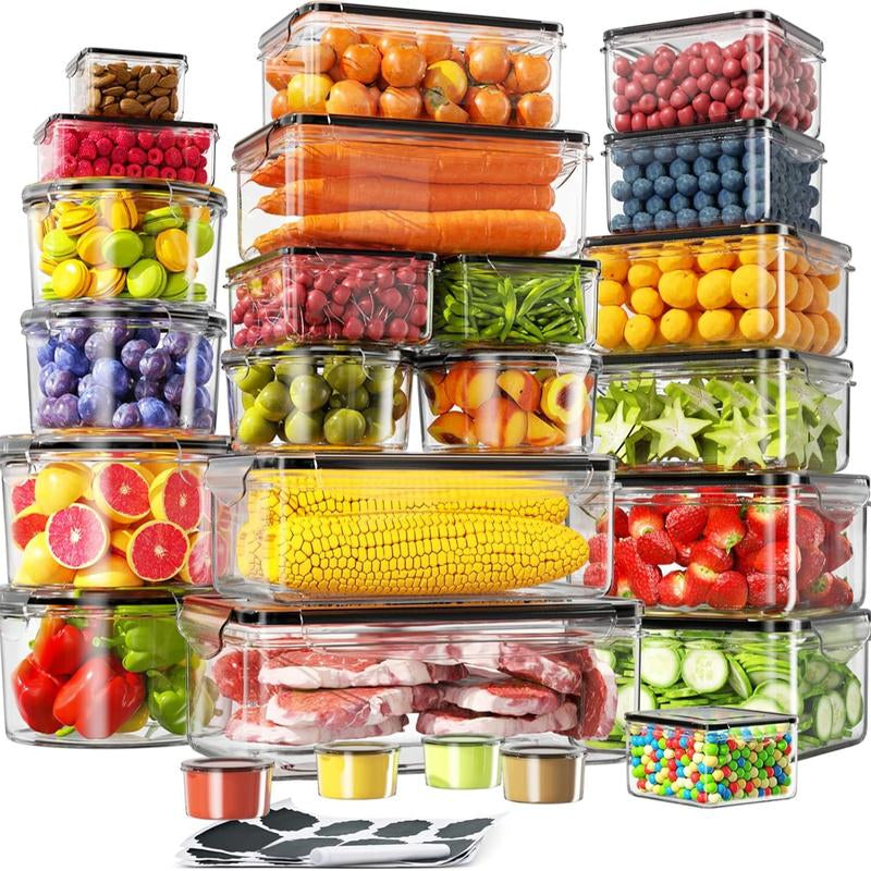 AISOON 50/40/24 PCS Glass & Plastic Food Storage Containers with Lids, Airtight, Leakproof, Bpa-Free, Stackable Meal Prep Containers – Microwave, Freezer, Dishwasher & Oven Safe Kitchen Organization Utensils