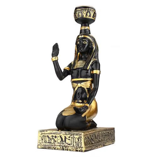 Vintage Egyptian Goddess Figurine Candle Holder Candlestick Home Desktop Decor Creative Resin Art Craft Office Table Decoration
