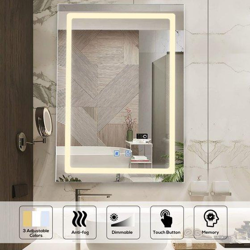 VOWNER Bathroom Wall Cabinet Medicine Cabinet Storage Cabinet with LED Mirror,White