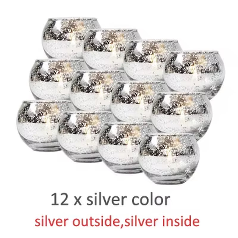 6/12 Pcs Mercury Glass Candle Holders Votive Tealight Candlestick Wedding Centerpieces Parties Home Decoration Gift