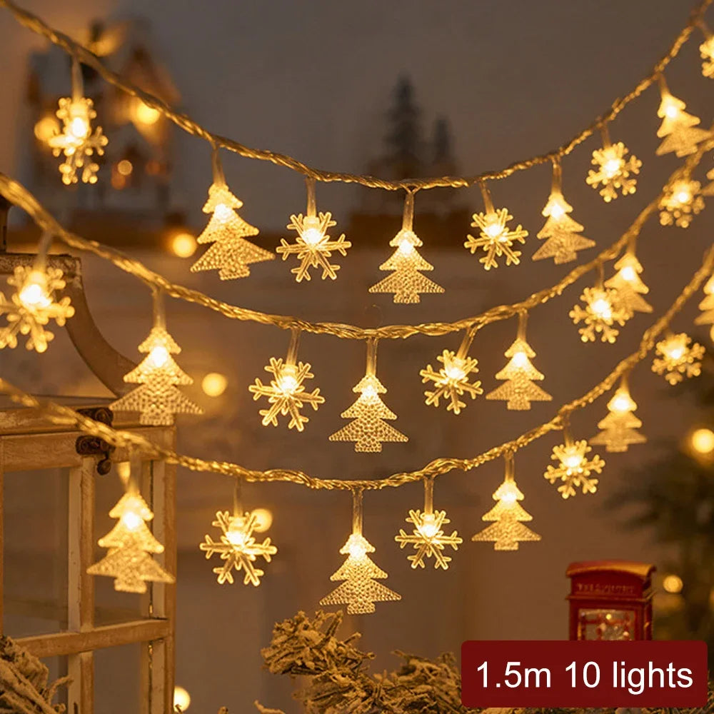 2024 Xmas LED String Lights Outdoor Star Chain Lights Garland Lights Bulb Fairy Lights Party Home Wedding Garden Christmas Decor