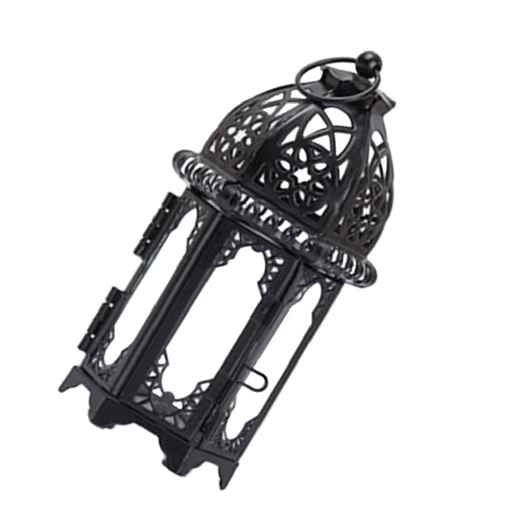 Wrought Iron Glass Wind Light Candle Holder Hanging Lantern Great for Patio Indoor Outdoors Events Wedding Party