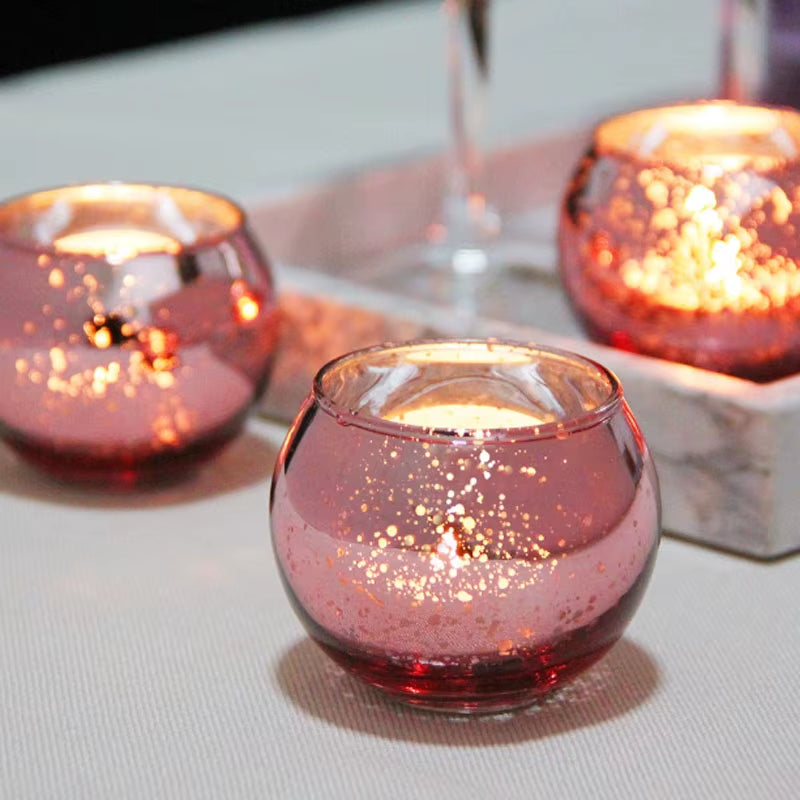6/12 Pcs Mercury Glass Candle Holders Votive Tealight Candlestick Wedding Centerpieces Parties Home Decoration Gift
