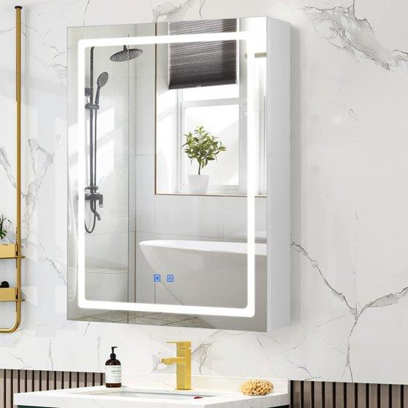 VOWNER Bathroom Wall Cabinet Medicine Cabinet Storage Cabinet with LED Mirror,White