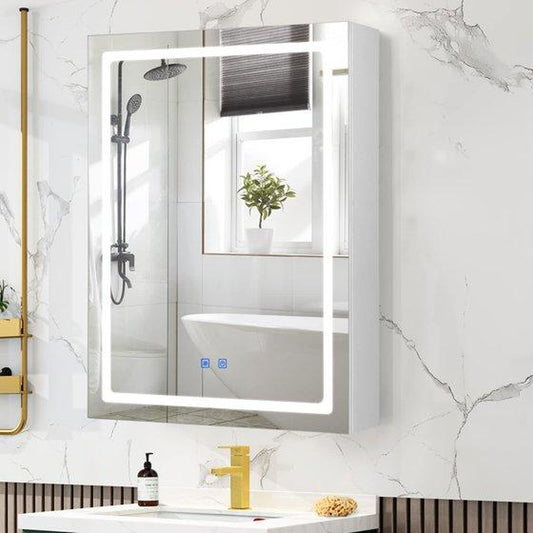 VOWNER Bathroom Wall Cabinet Medicine Cabinet Storage Cabinet with LED Mirror,White