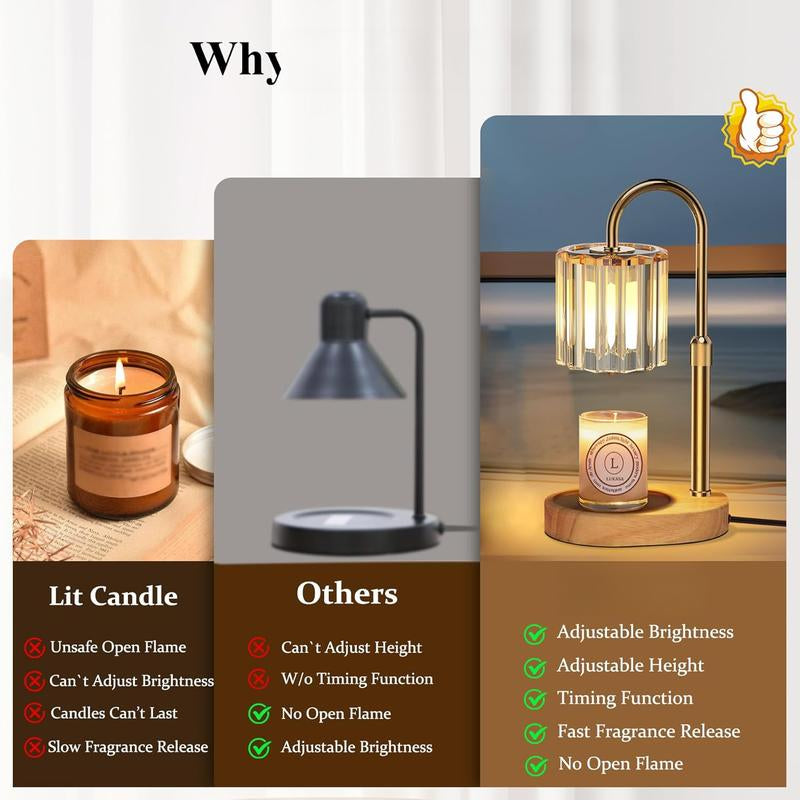 Candle Warmer Lamp, with Timer Dimmer Adjustable Height, Birthday Gifts for Women, Mothers Day Gifts for Mom, House Warming Home, Wax Melt Warmer for Scented Jar Candles