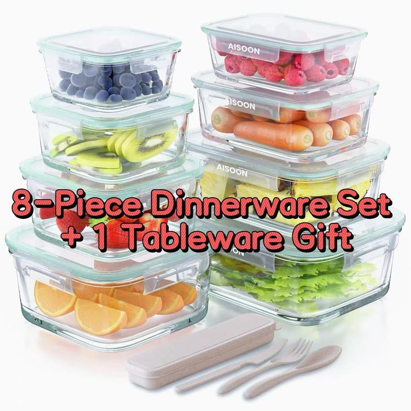 AISOON 50/40/24 PCS Glass & Plastic Food Storage Containers with Lids, Airtight, Leakproof, Bpa-Free, Stackable Meal Prep Containers – Microwave, Freezer, Dishwasher & Oven Safe Kitchen Organization Utensils
