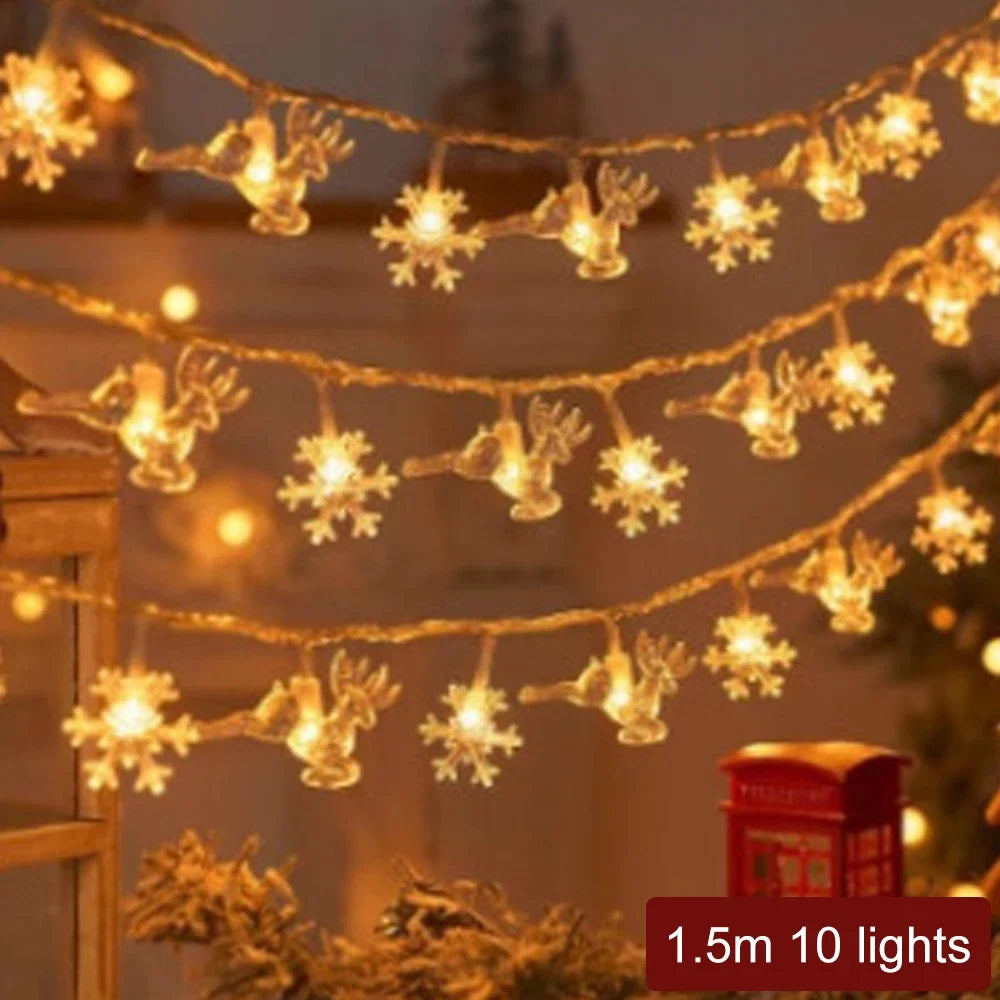 2024 Xmas LED String Lights Outdoor Star Chain Lights Garland Lights Bulb Fairy Lights Party Home Wedding Garden Christmas Decor