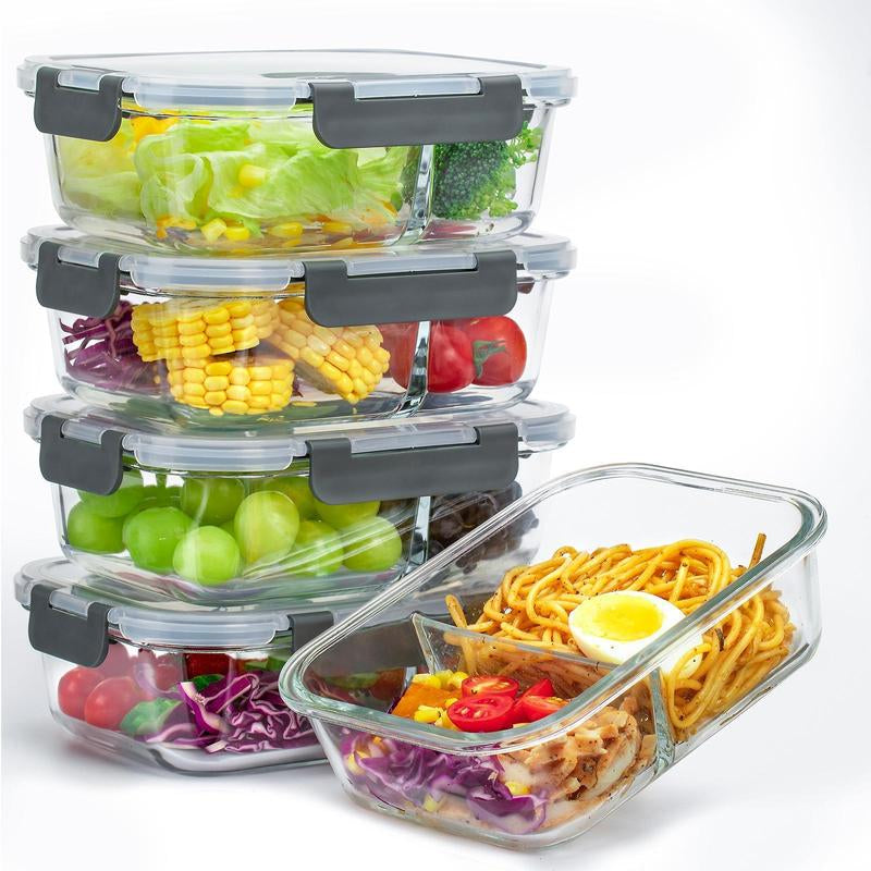 AISOON 50/40/24 PCS Glass & Plastic Food Storage Containers with Lids, Airtight, Leakproof, Bpa-Free, Stackable Meal Prep Containers – Microwave, Freezer, Dishwasher & Oven Safe Kitchen Organization Utensils