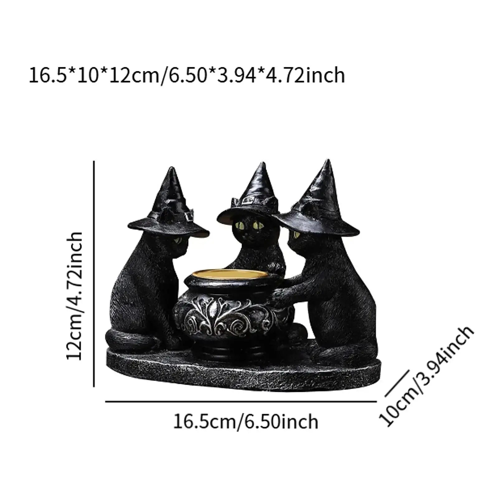Halloween Candlestick Black Cat Tealight Candle Holder Gothic Figurine for Dining Table Living Room Festival Mantel Housewarming