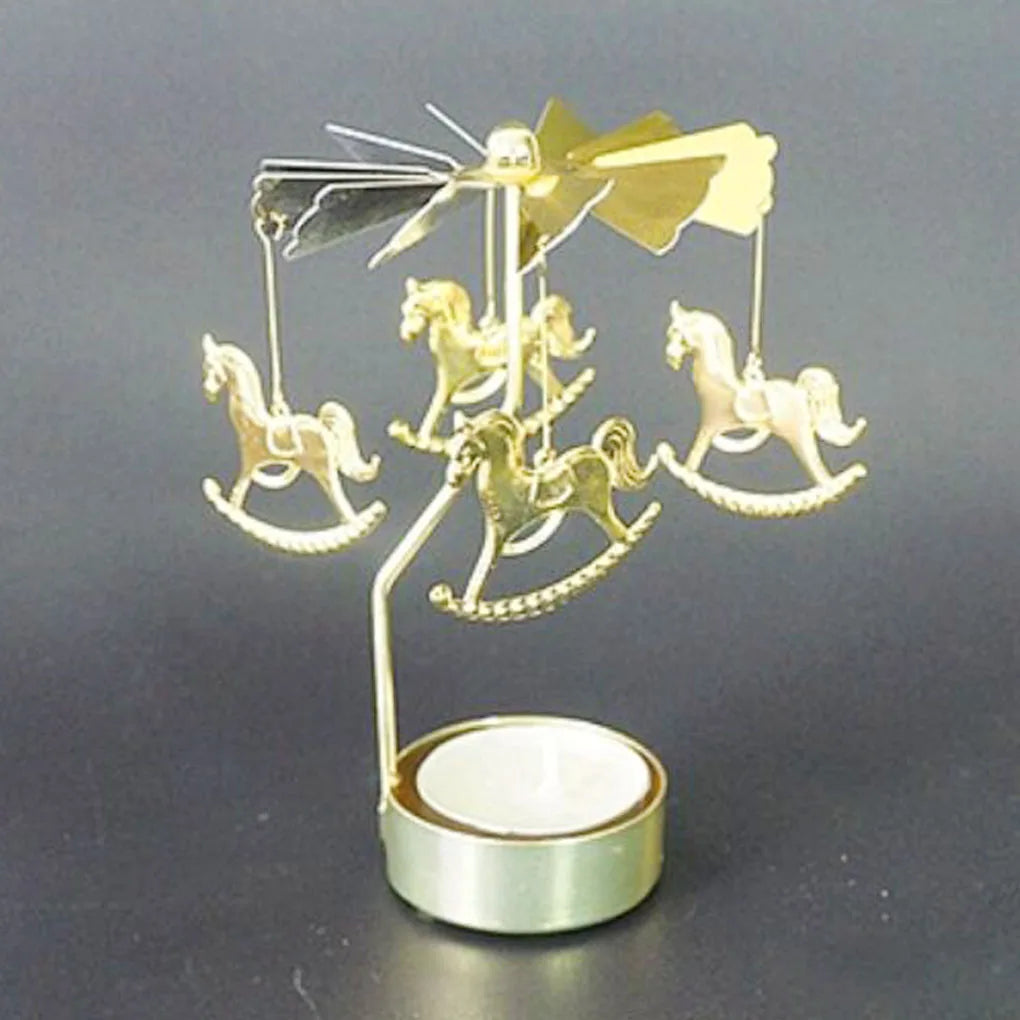 Candlesticks Rotating Romantic Rotation Spinning Carrousel Tea Light Candle Holder Christmas Home Party Wedding Angel