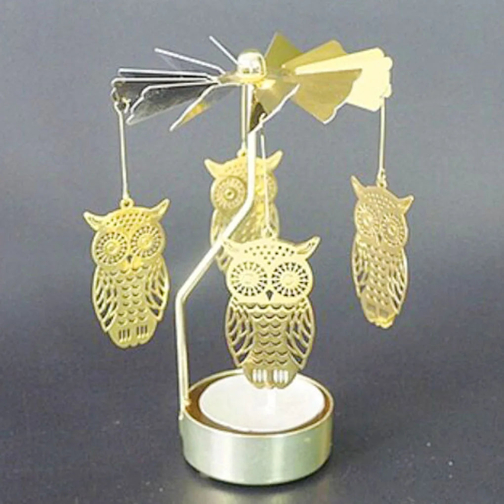 Candlesticks Rotating Romantic Rotation Spinning Carrousel Tea Light Candle Holder Christmas Home Party Wedding Angel