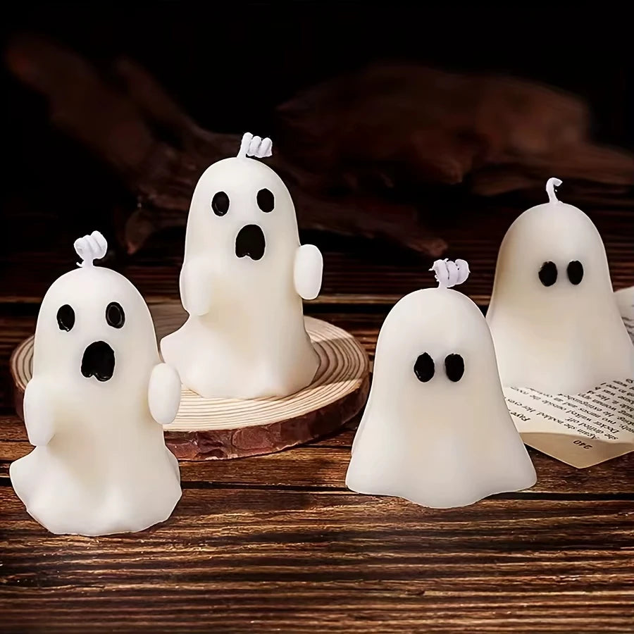 Halloween-Themed Candles White Ghost-Shaped Candles Festive Scented Candles Halloween Gift Atmosphere Decoration