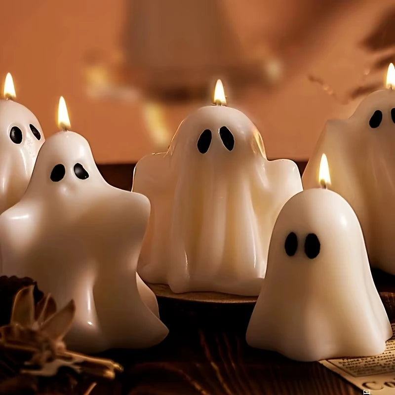 Halloween-Themed Candles White Ghost-Shaped Candles Festive Scented Candles Halloween Gift Atmosphere Decoration