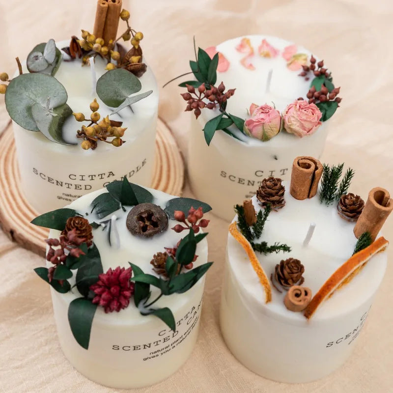 Soy Wax Romantic Aromatherapy Candles Pillar Candles Christmas Wedding Party Home Decor Gift Body Relax Stress Relief Candles