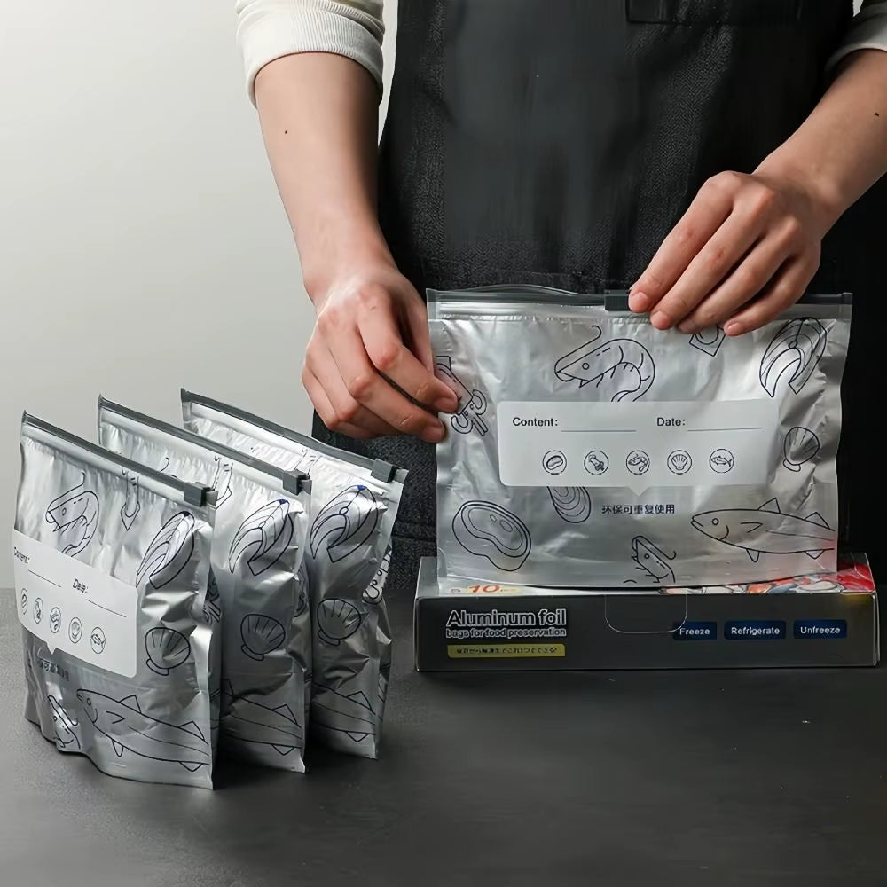 10Pcs/Bag Reusable Food Fresh Keeping Cloth Organic Storage Aluminum Foil Food Wrap Eco Friendly Kitchen Food Packaging Bag