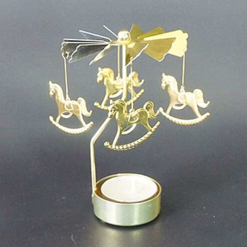 Candlesticks Rotating Romantic Rotation Spinning Carrousel Tea Light Candle Holder Christmas Home Party Wedding Angel