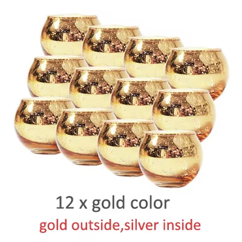 6/12 Pcs Mercury Glass Candle Holders Votive Tealight Candlestick Wedding Centerpieces Parties Home Decoration Gift