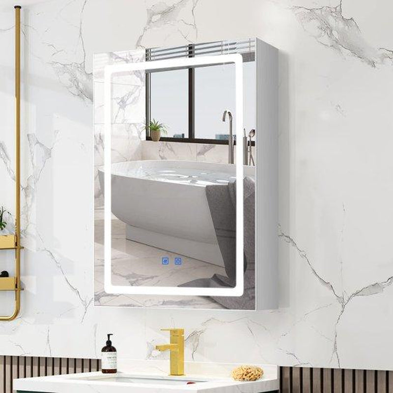 VOWNER Bathroom Wall Cabinet Medicine Cabinet Storage Cabinet with LED Mirror,White