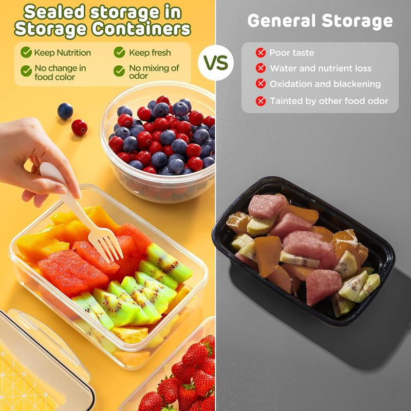 AISOON 50/40/24 PCS Glass & Plastic Food Storage Containers with Lids, Airtight, Leakproof, Bpa-Free, Stackable Meal Prep Containers – Microwave, Freezer, Dishwasher & Oven Safe Kitchen Organization Utensils