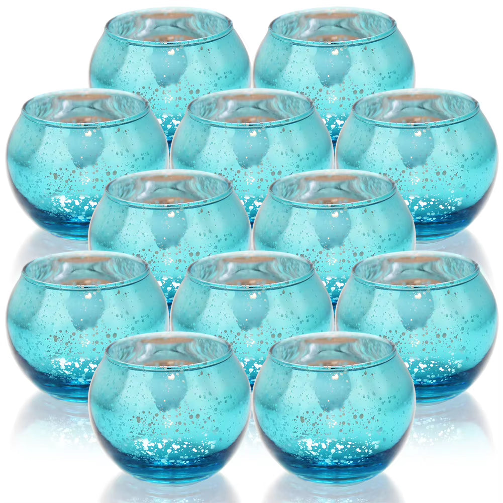 6/12 Pcs Mercury Glass Candle Holders Votive Tealight Candlestick Wedding Centerpieces Parties Home Decoration Gift
