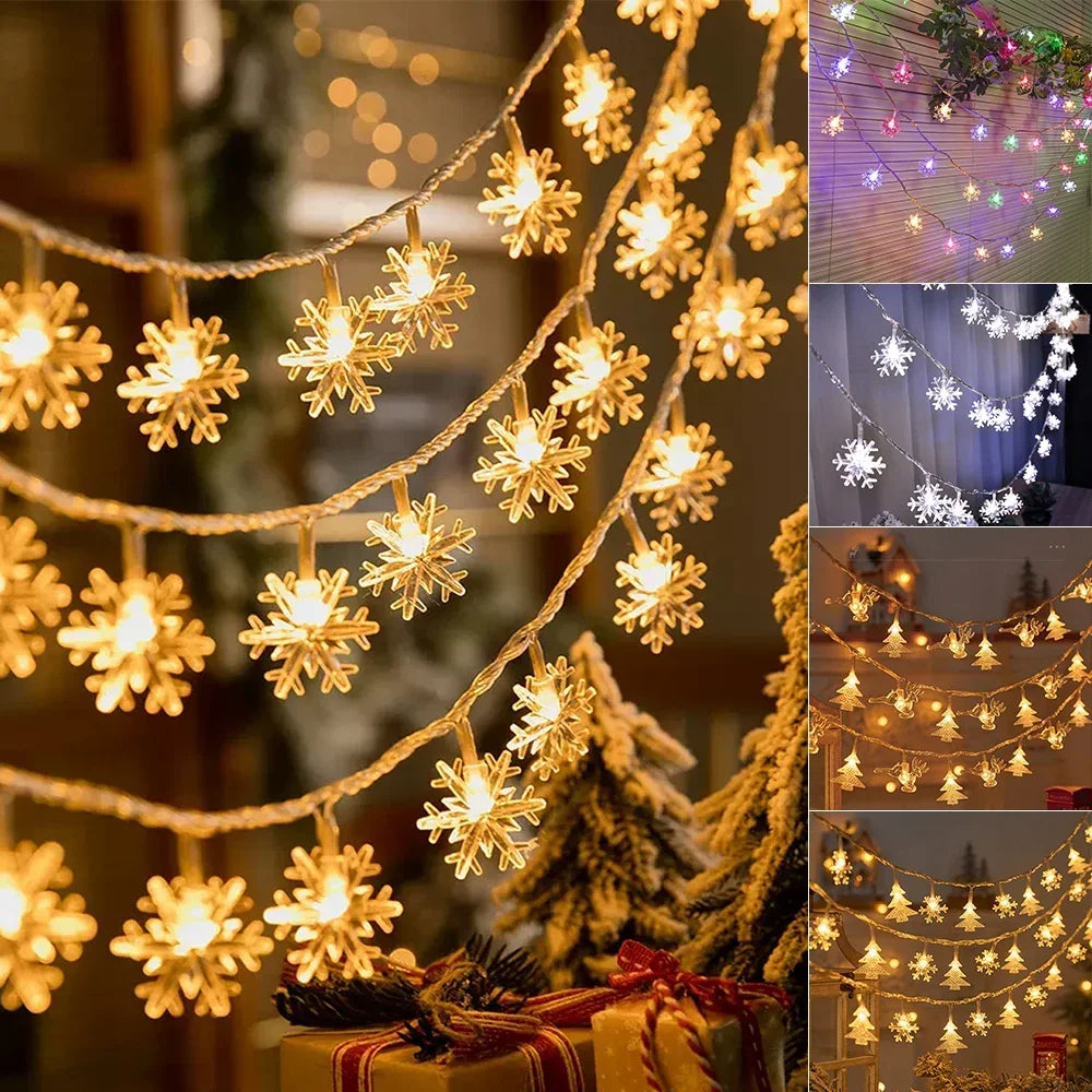 2024 Xmas LED String Lights Outdoor Star Chain Lights Garland Lights Bulb Fairy Lights Party Home Wedding Garden Christmas Decor